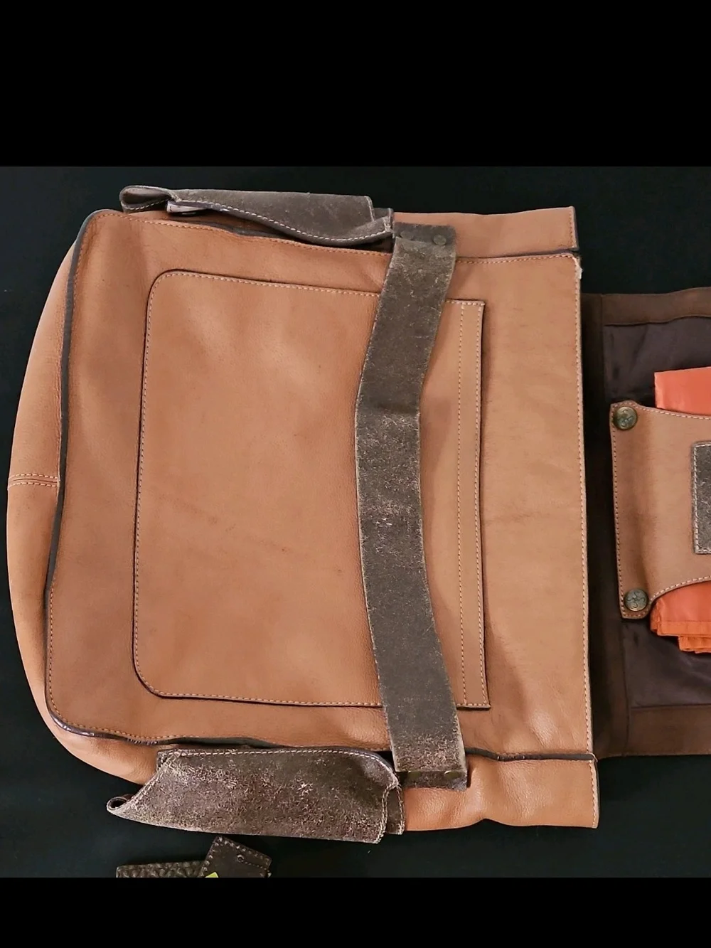 Petunia Pickle Bottom Leather Scout Brown Journey Messenger Bag Adjustable Strap